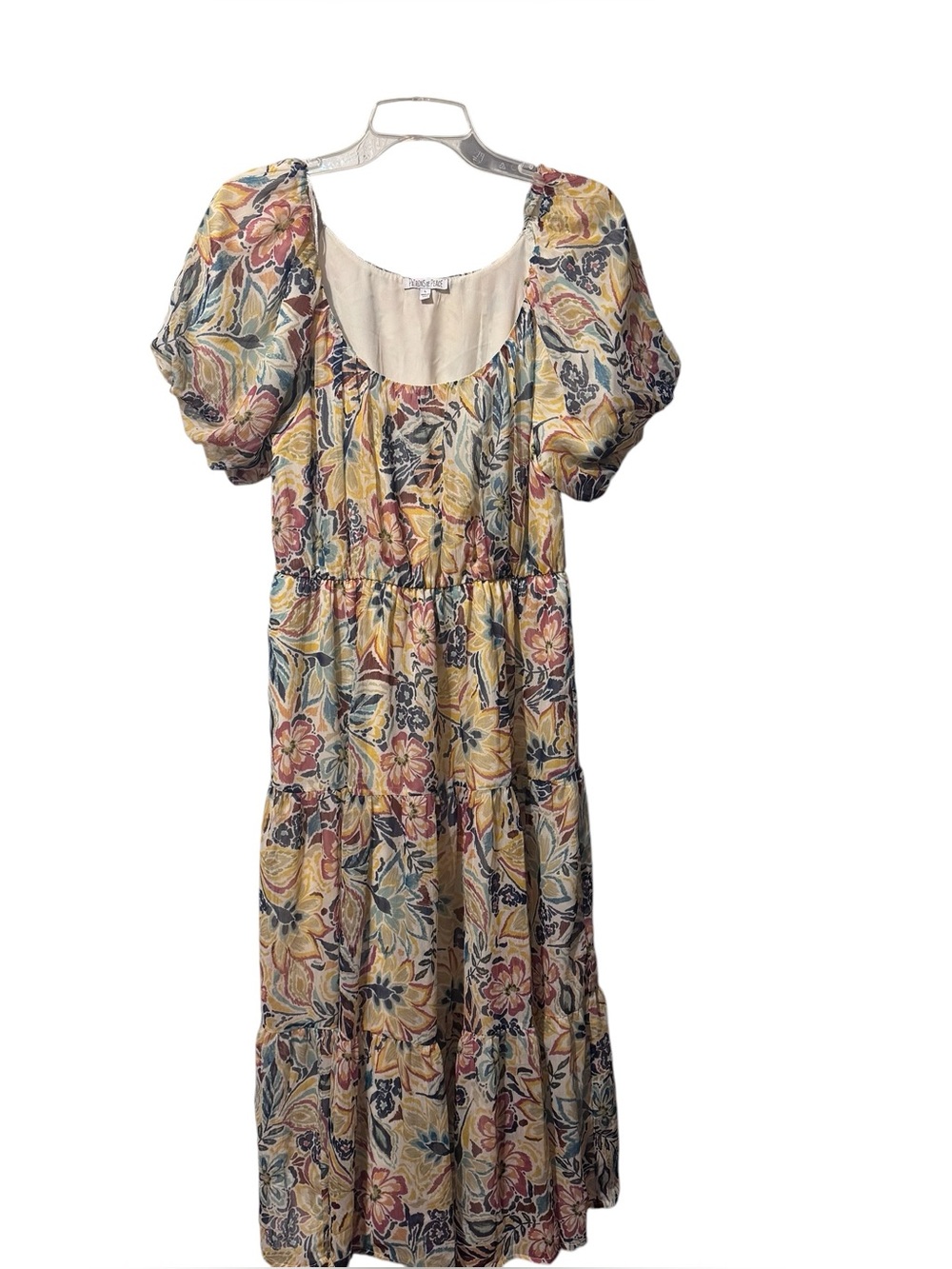 Patrons of Peace Anthropologie tiered floral Maxi dress size Large cottagecore